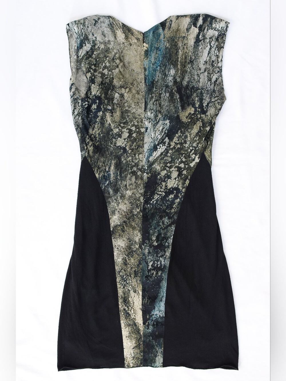 Helmut Lang Silk Twist Front Printed Abstract Dress Sz 4 Raven Print Sateen - Picture 6 of 12
